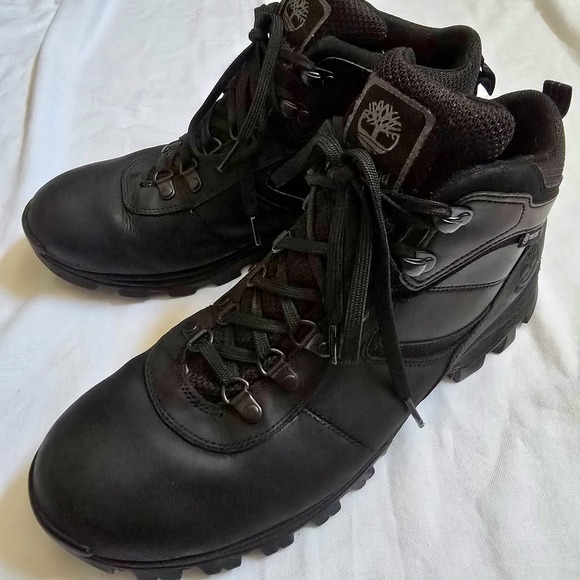 Timberland Men's 11.5 Maddsen‎ Hiking Boots Black Leather Waterproof Camping GUC